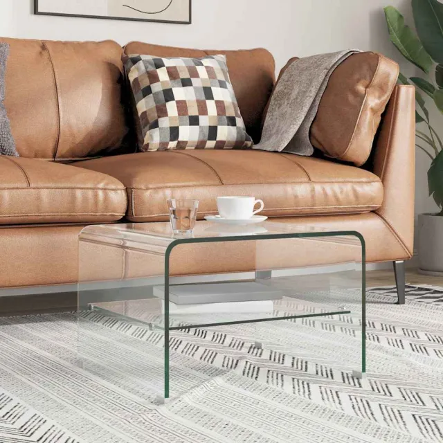 vidaXL Salontafel 50x45x33 cm gehard glas transparant transparent, foto 2