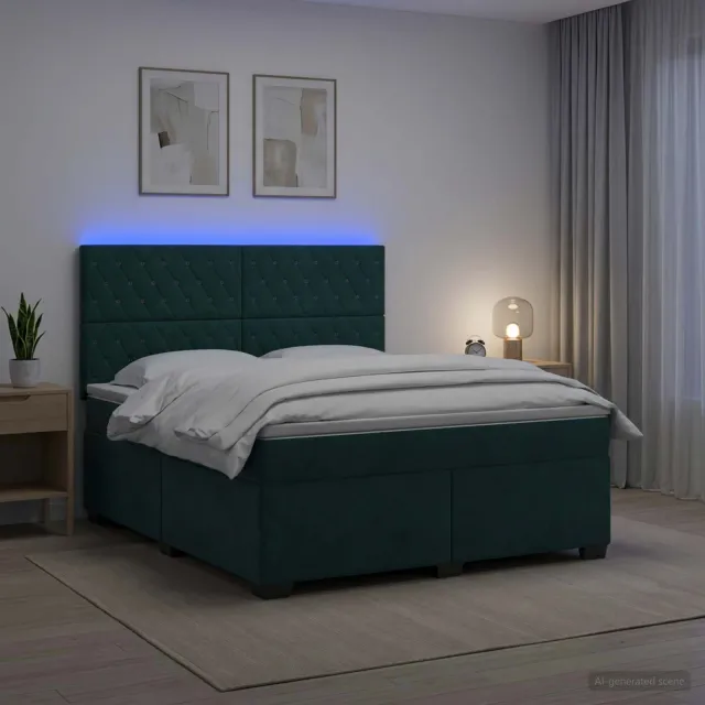 vidaXL Boxspringbed met matras Donkergroen 160 x 200 cm Fluweel