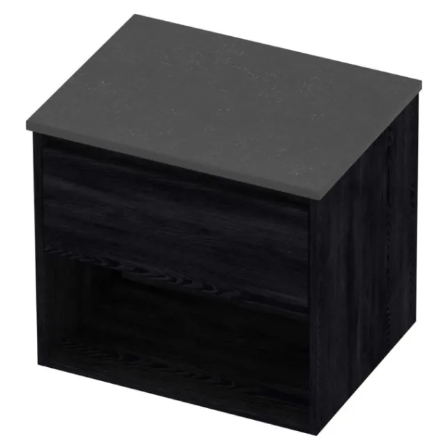 Proline Deck Badmeubelset Hardsteen Met Schap 60x46x55 cm Blue Stone Black Oak Eiken