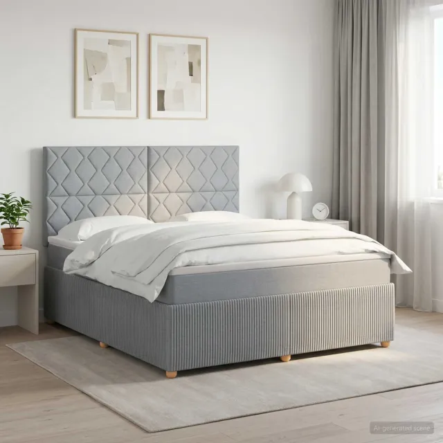 vidaXL Boxspringbed met matras Lichtgrijs 160 x 200 cm Stof