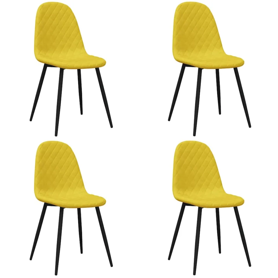 vidaXL Eetkamerstoelen 4 st fluweel mosterdgeel, foto 3