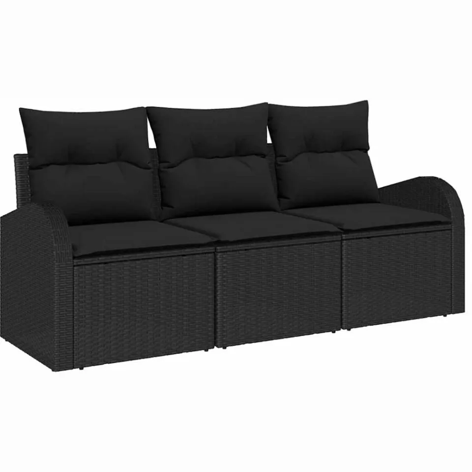 vidaXL Tuin Sofa Set 3 st Zwart Poly riet