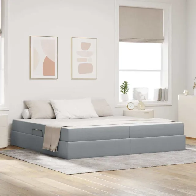 vidaXL Opbergbed met matras Lichtgrijs 200 x 200 cm Polyester