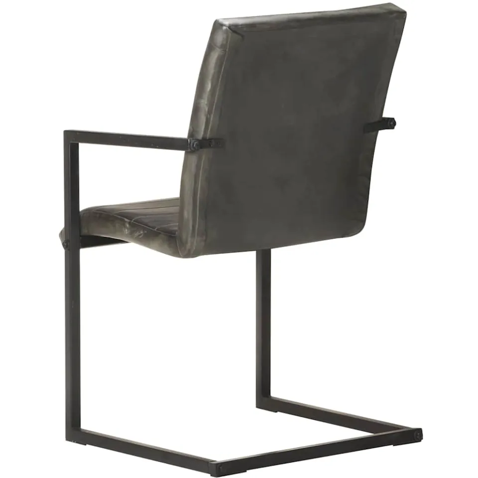 vidaXL Eetkamerstoelen 4 st echt leer grijs, foto 4
