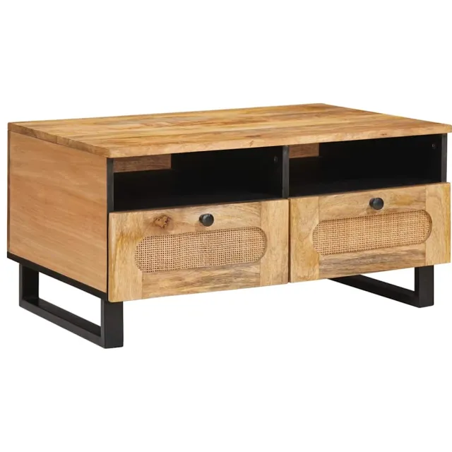 vidaXL Salontafel Artisan Eiken 80 x 54 x 40 cm Massief Mango Hout Bruin