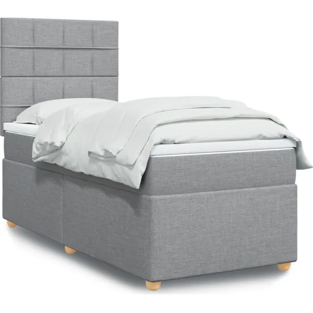 vidaXL Boxspring met matras stof lichtgrijs 90x190 cm grijs