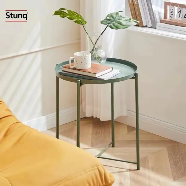 Stunq Groene Scandinavische ijzeren bijzettafel rond draagbaar mini