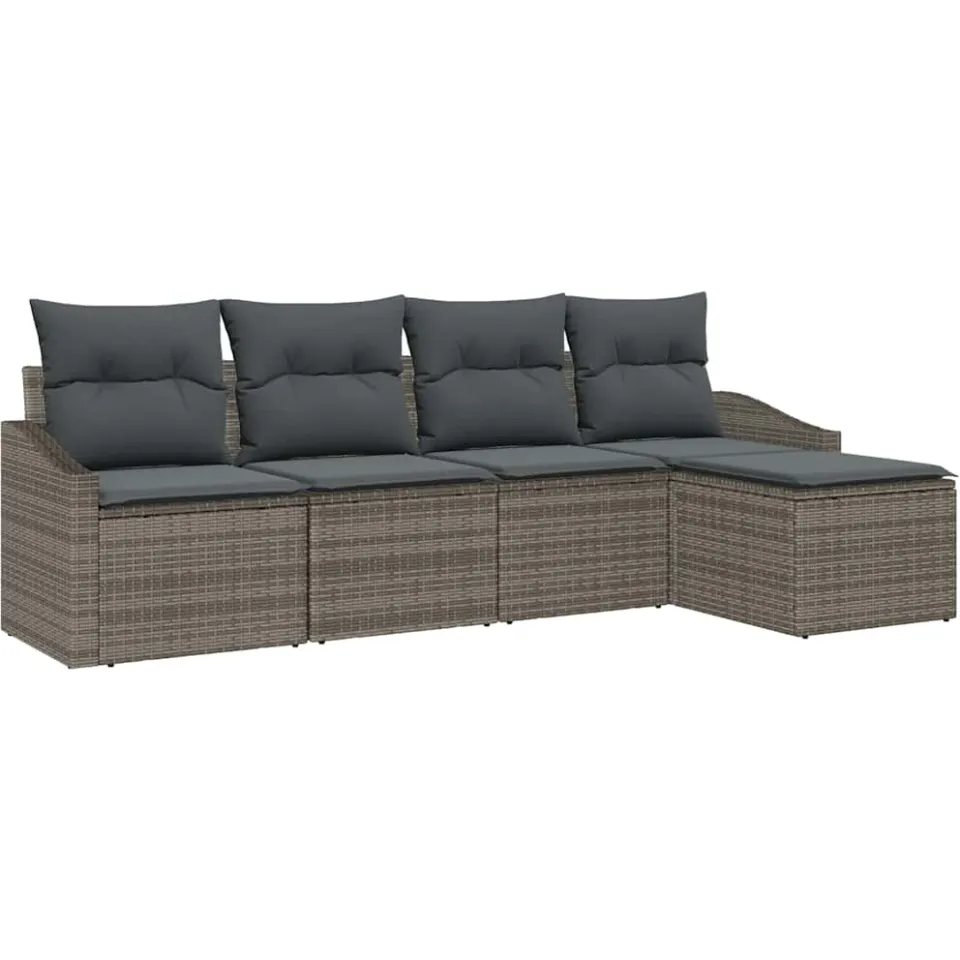 vidaXL Bankstel 5 st Grijs poly rattan