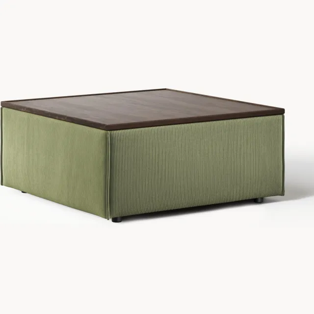 Westwing Collection Corduroy poef Lennon met opbergruimte Groen