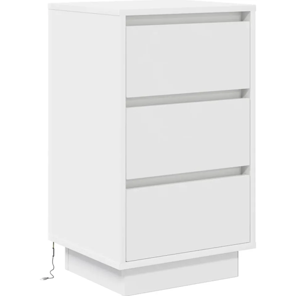 vidaXL Nachtkastje met LED-verlichting 38x34x65 cm wit Bruin