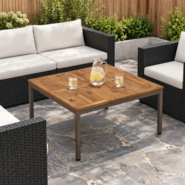 vidaXL Salontafel NAARDEN Natuurlijk en Koffie 98 x 100,5 x 45 cm bruin, foto 2