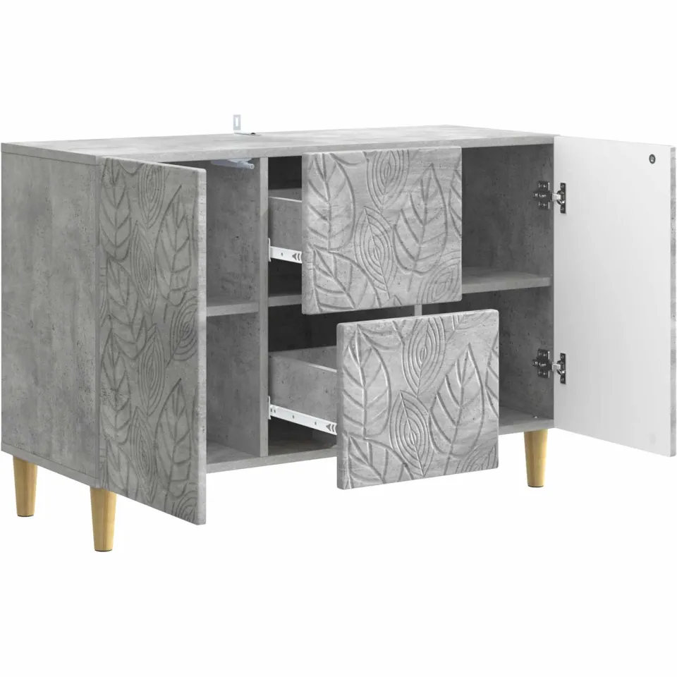 vidaXL Dressoir Betongrijs 89 x 34,5 x 60 cm Bewerkt hout grijs, foto 4