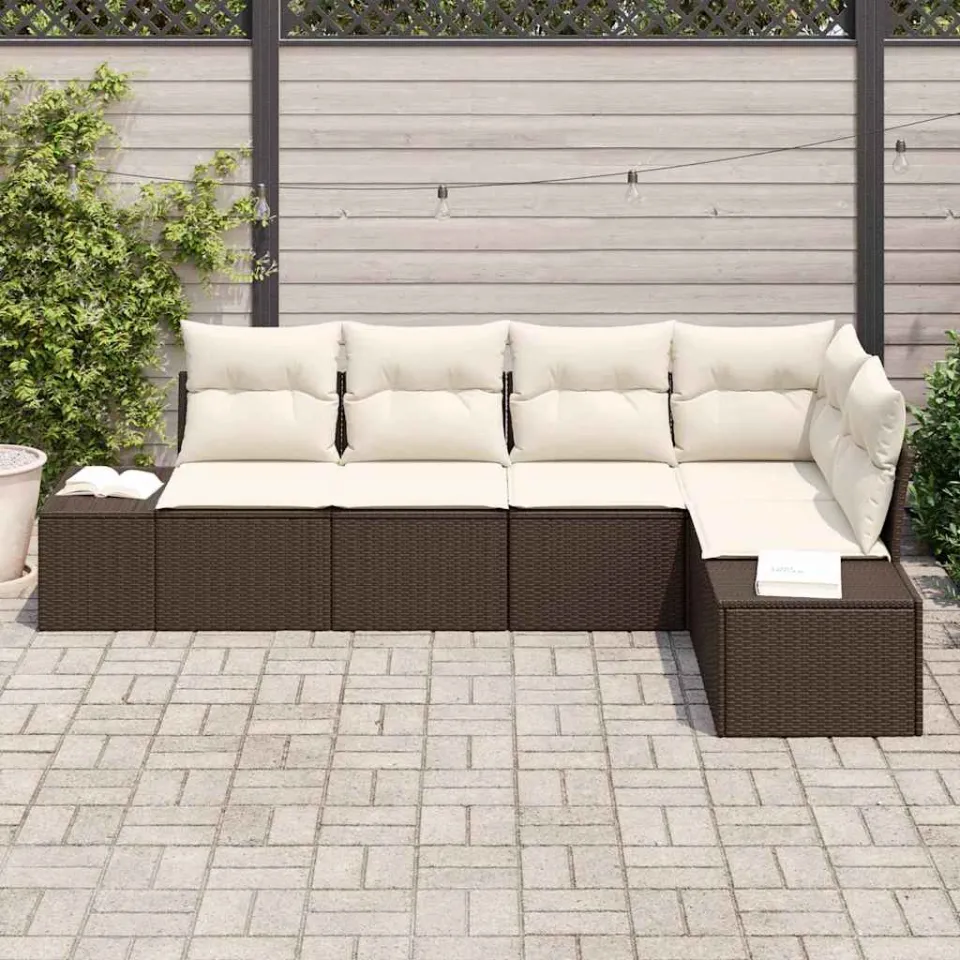 vidaXL Tuin Sofa Set 5 st Bruin poly rattan, foto 3