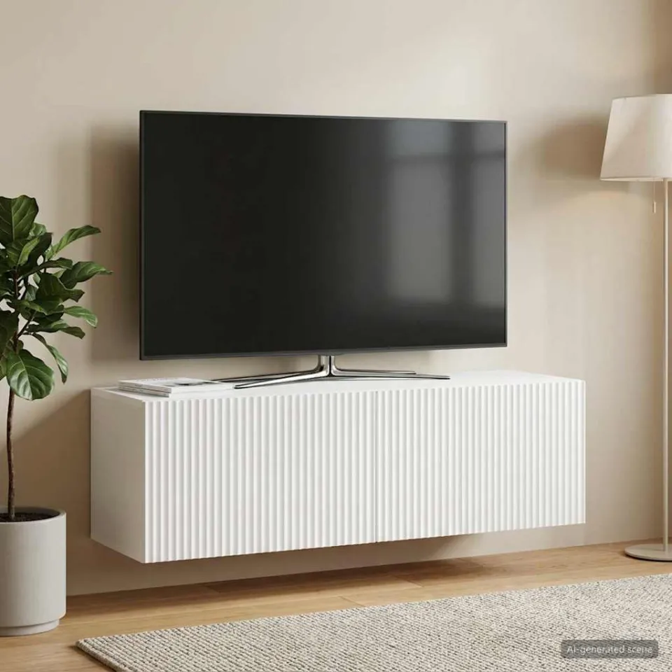 vidaXL Wandbeugel TV-kast Wit 98 x 31 x 30 cm Bewerkt hout, foto 3