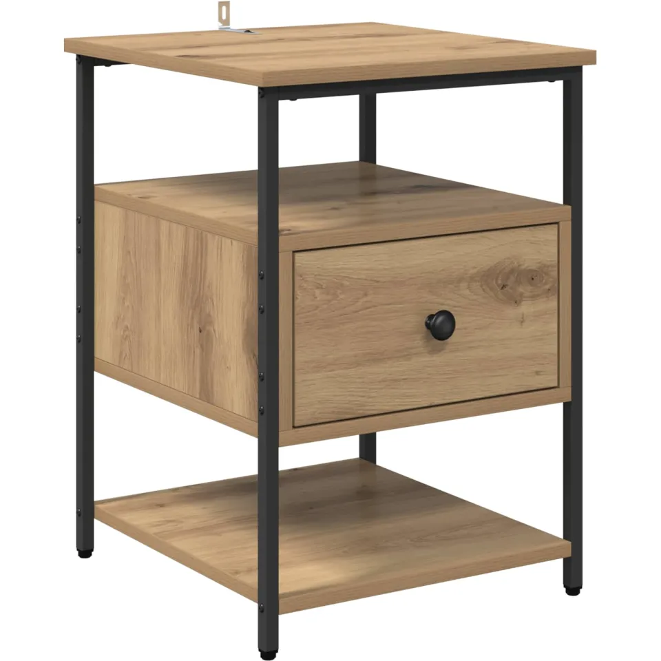 vidaXL Nachtkastje Artisan Eiken 40 x 42 x 56 cm Bewerkt hout, foto 3