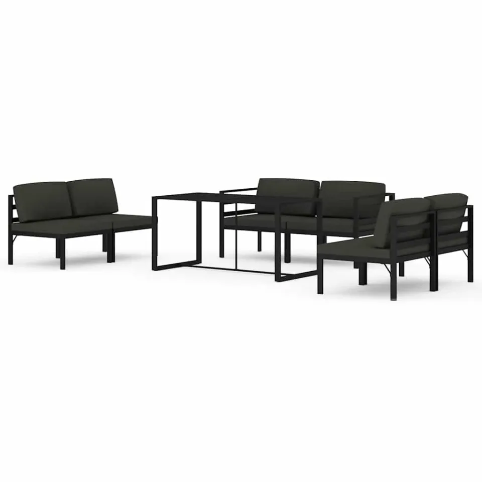 vidaXL 7-delige Loungeset met kussens aluminium antracietkleurig Anthraciet