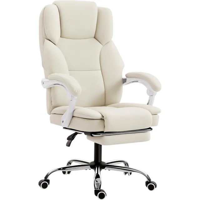 Homona Bureaustoel met ligfunctie - Met voetensteun en verstelbare rugleuning - In hoogte verstelbaar - 64 x 73 x 112-120 cm - Beige