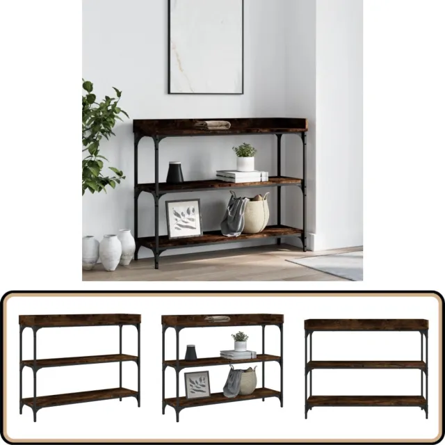vidaXL Wandtafel - met - schappen - 100x30x80 - cm - gerookt - eikenkleurig gerookt eiken