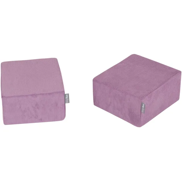 KiddyMoon Set van Twee Zachte Poefs Voor Kinderen Lichtgewicht En Veelzijdig Zitkussen Geribbelde Stof Afneembare Hoes Perfect Om Te Spelen En Te Ontspannen, Paars violet