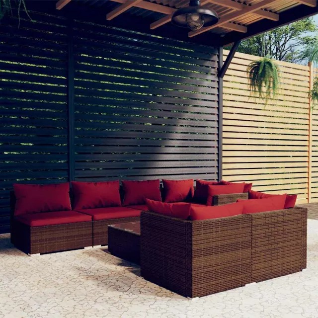 vidaXL 8-delige Loungeset met kussens poly rattan bruin, foto 2