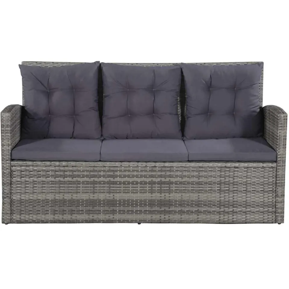 vidaXL 6-delige Loungeset met kussens poly rattan grijs