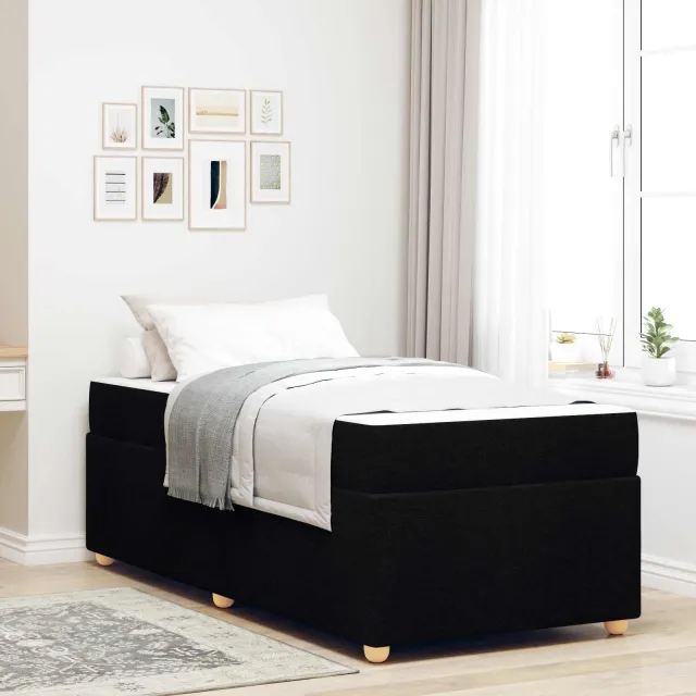 vidaXL Bedframe met matras Zwart 100 x 200 cm Stof
