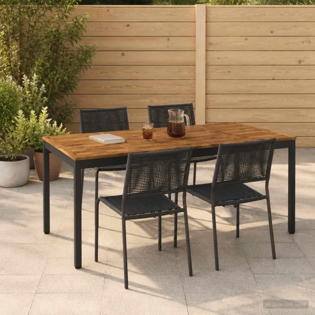 vidaXL Tuindiner tafel NAARDEN Naturel en Zwart 180 x 88,5 x 75 cm, foto 2
