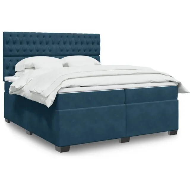 vidaXL Boxspring met matras fluweel blauw 200x200 cm
