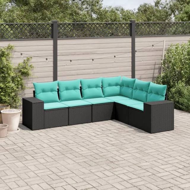 vidaXL 6-delige tuinbankset met kussens van zwart polyrotan, foto 2