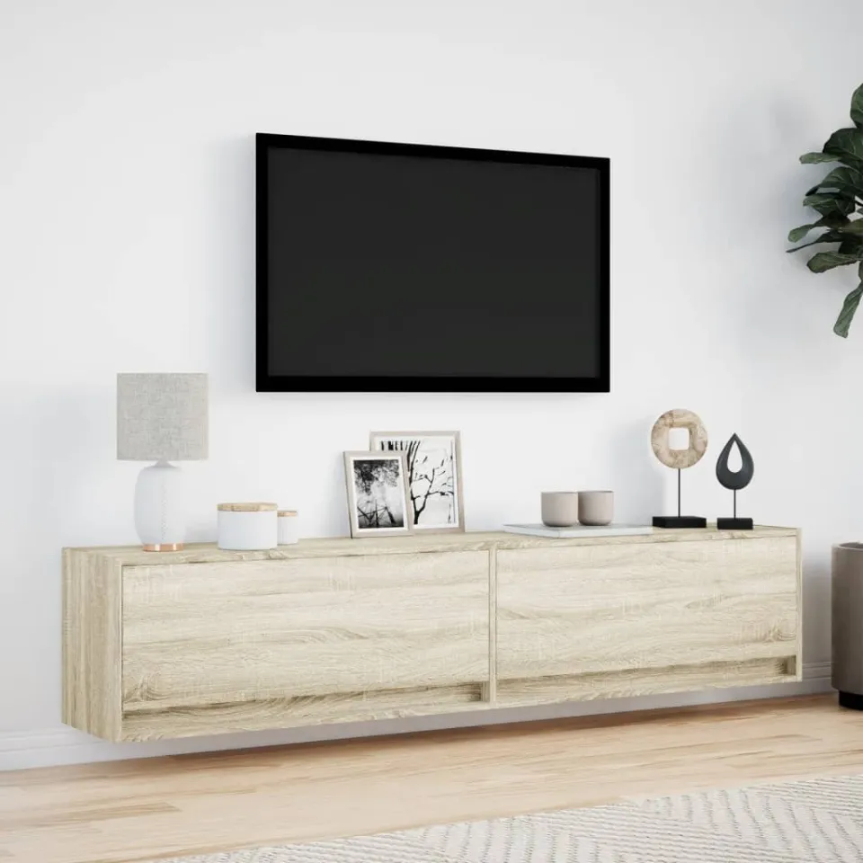 vidaXL Tv-wandmeubel met LED-verlichting 180x31x38 cm sonoma eiken, foto 2