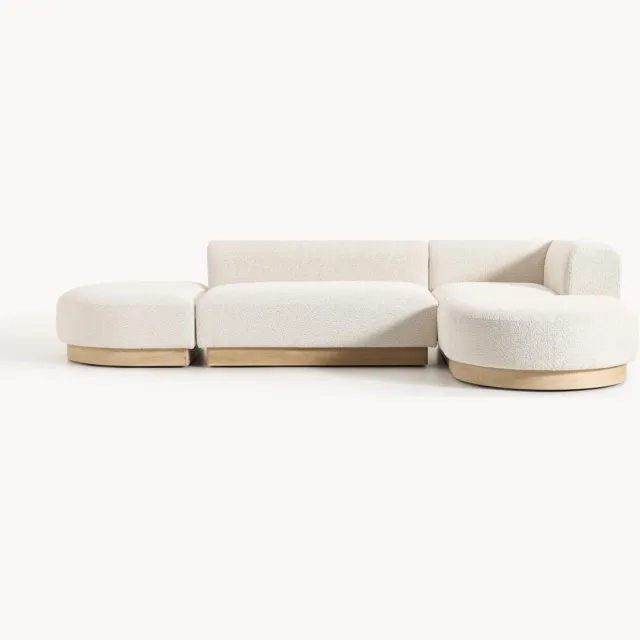 Westwing Collection Modulaire hoekbank Natalie van teddy-bouclé Wit