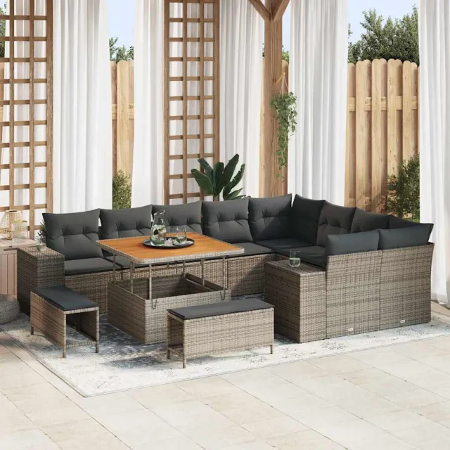 vidaXL Tuin Sofa Set 12 st Grijs poly rattan, foto 2
