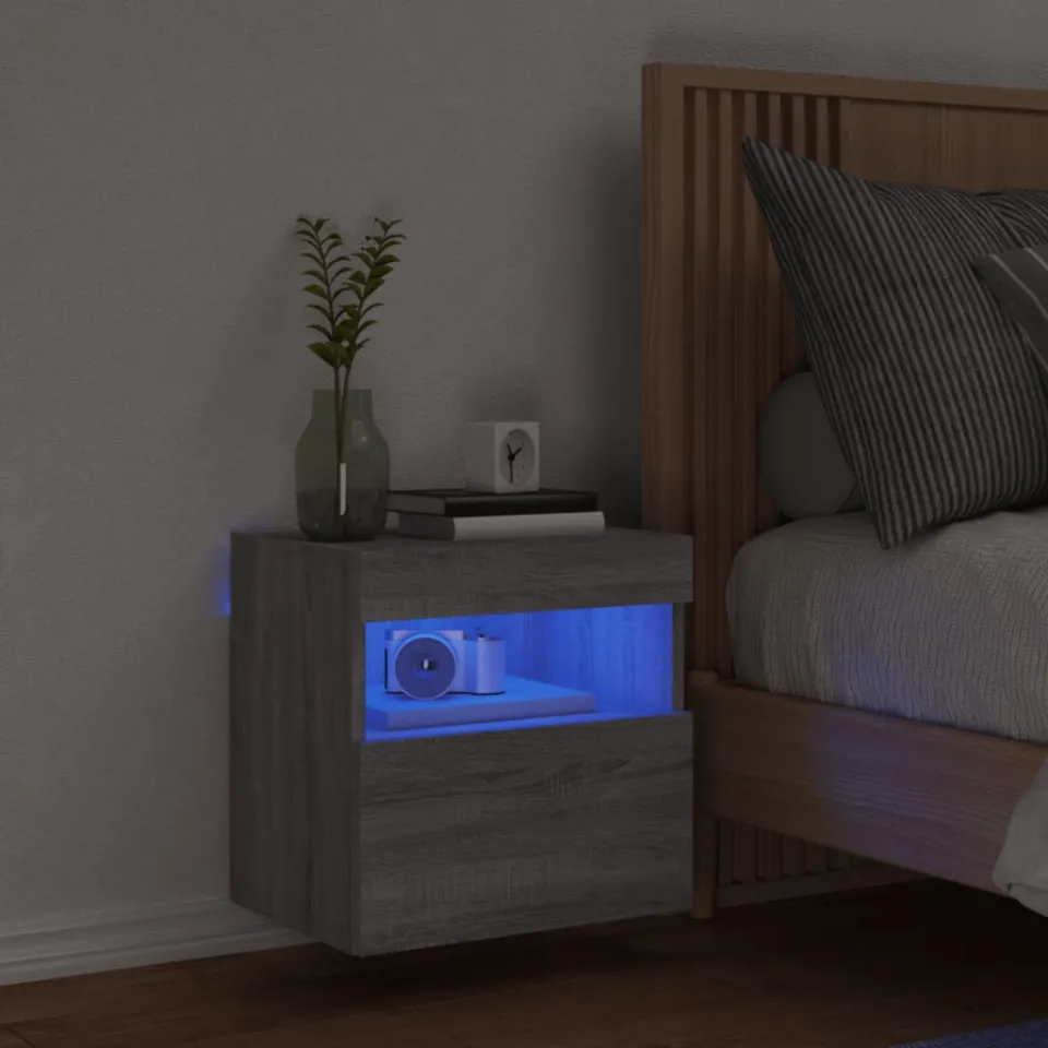 vidaXL Tv-wandmeubel met LED 40x30x40 cm grijs sonoma eikenkleurig, foto 3