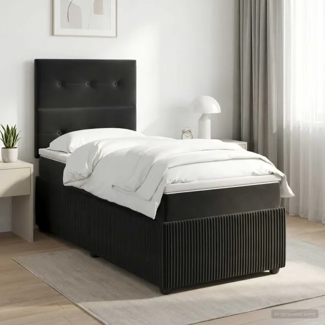 vidaXL Boxspringbed met matras Zwart 80 x 200 cm Fluweel