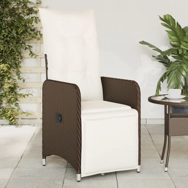 vidaXL Tuinstoel verstelbaar met kussens poly rattan bruin