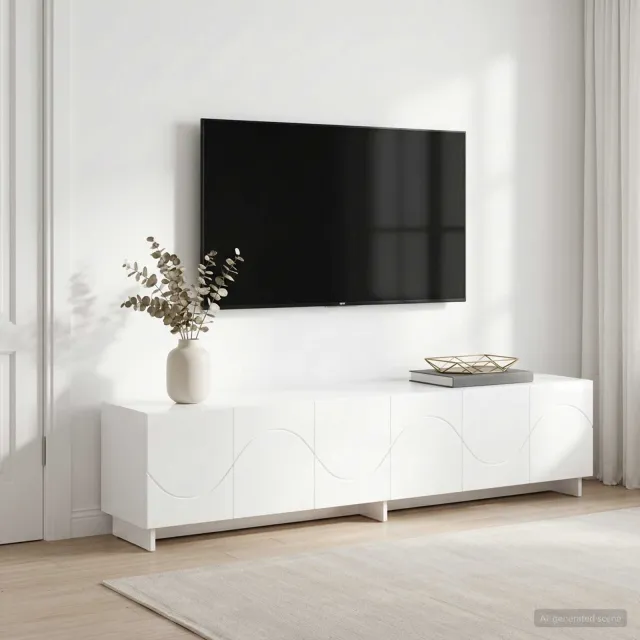 vidaXL tv-meubel 180 x 34,5 x 40 cm Hoogglans Wit Bewerkt hout