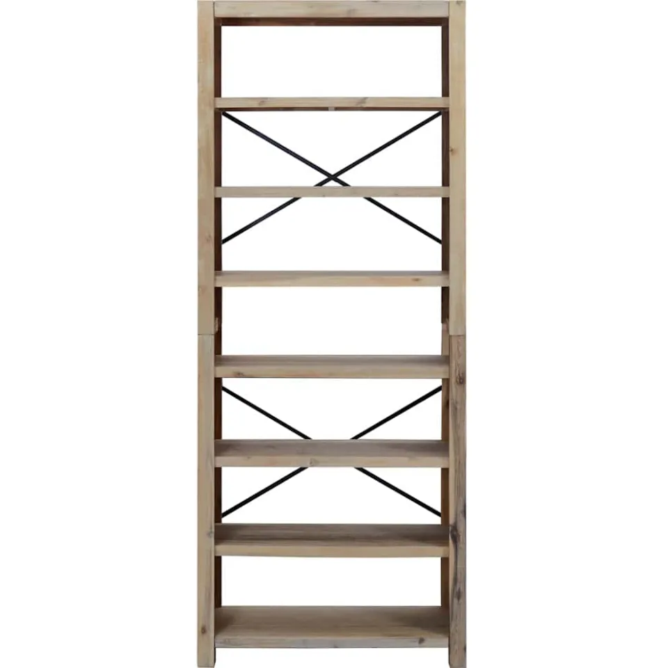 vidaXL Boekenkast met 7 schappen 80x30x200 cm massief acaciahout Bruin