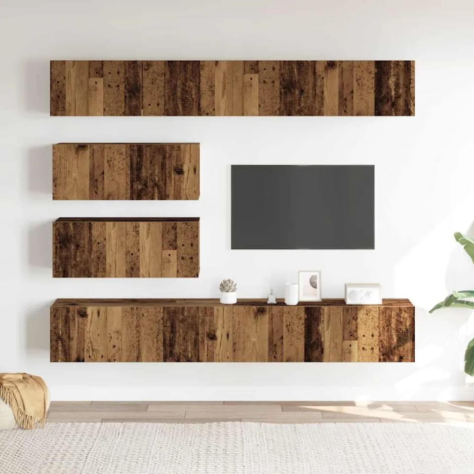 vidaXL 6-delig Tv-meubelset wandmontage bewerkt hout oud houtkleurig bruin, foto 2