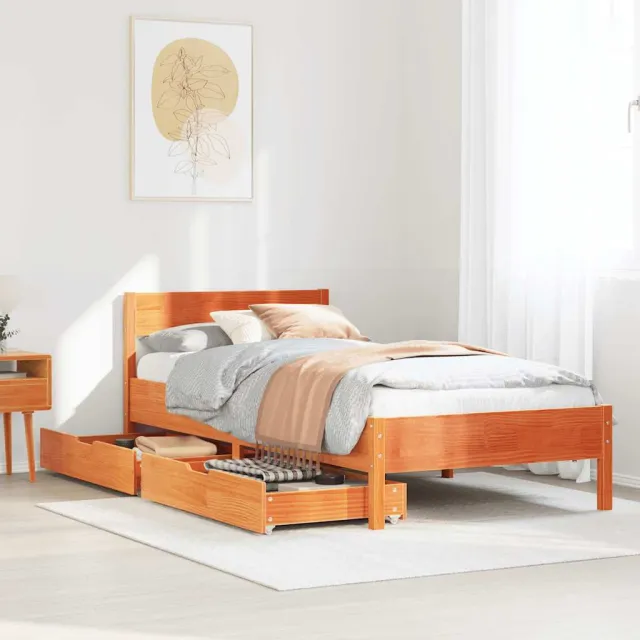 vidaXL Bedframe zonder matras massief grenenhout wasbruin 100x200 cm bruin