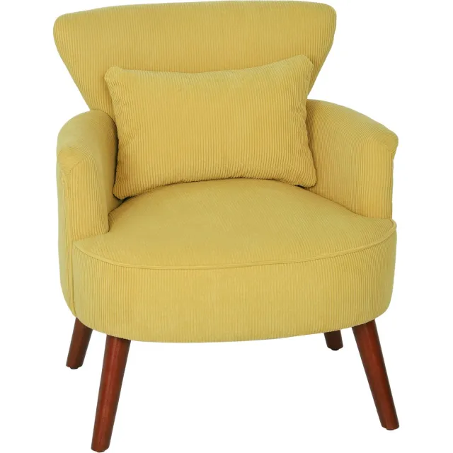 Homona Fauteuil - Met lendenkussen en armleuningen - Corduroy bekleding - 69 x 69,5 x 78 cm - Geel