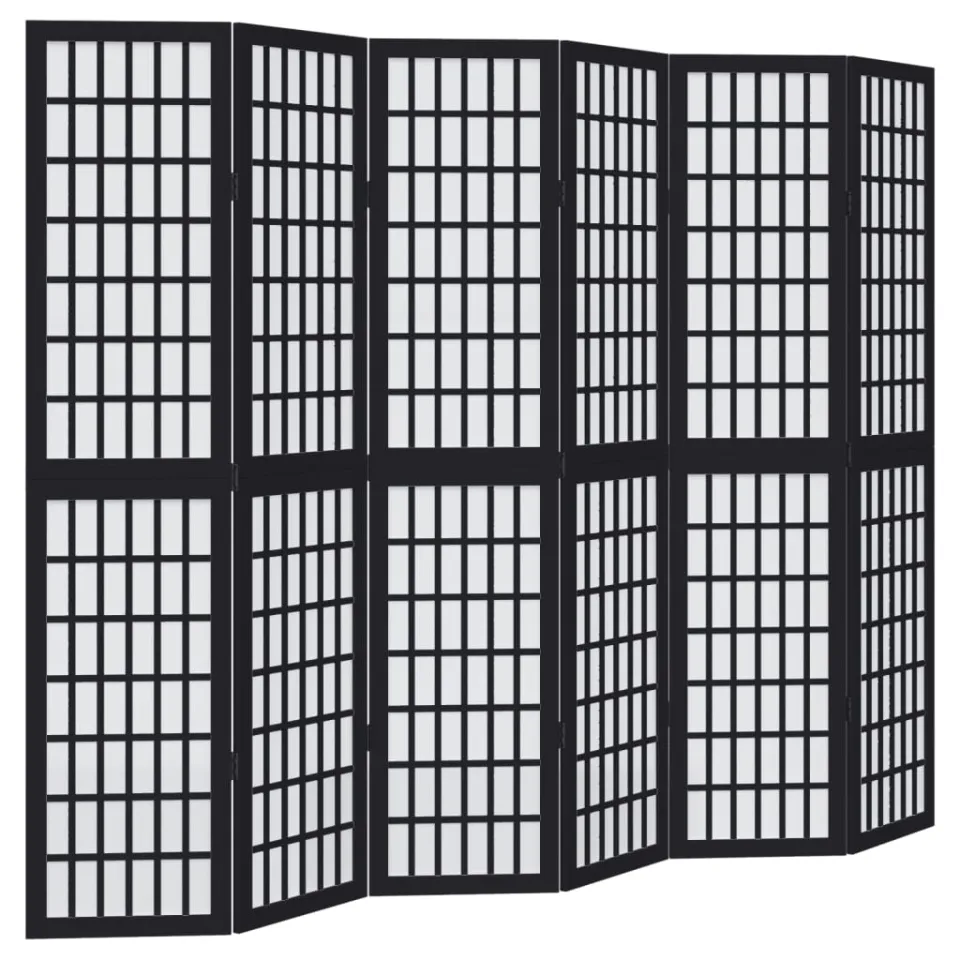 vidaXL Kamerscherm met 6 panelen massief paulowniahout zwart, foto 3