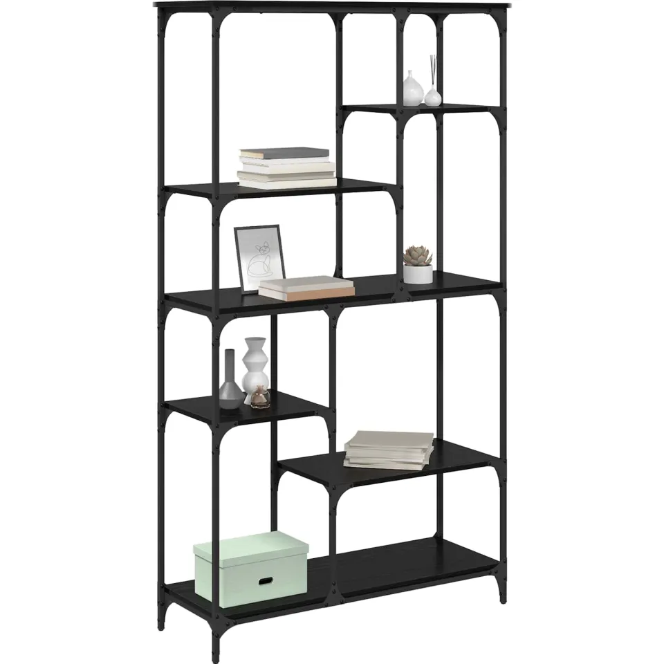 vidaXL Boekenkast 5-laags 99 x 35,5 x 176 cm Bewerkt hout Zwart eiken
