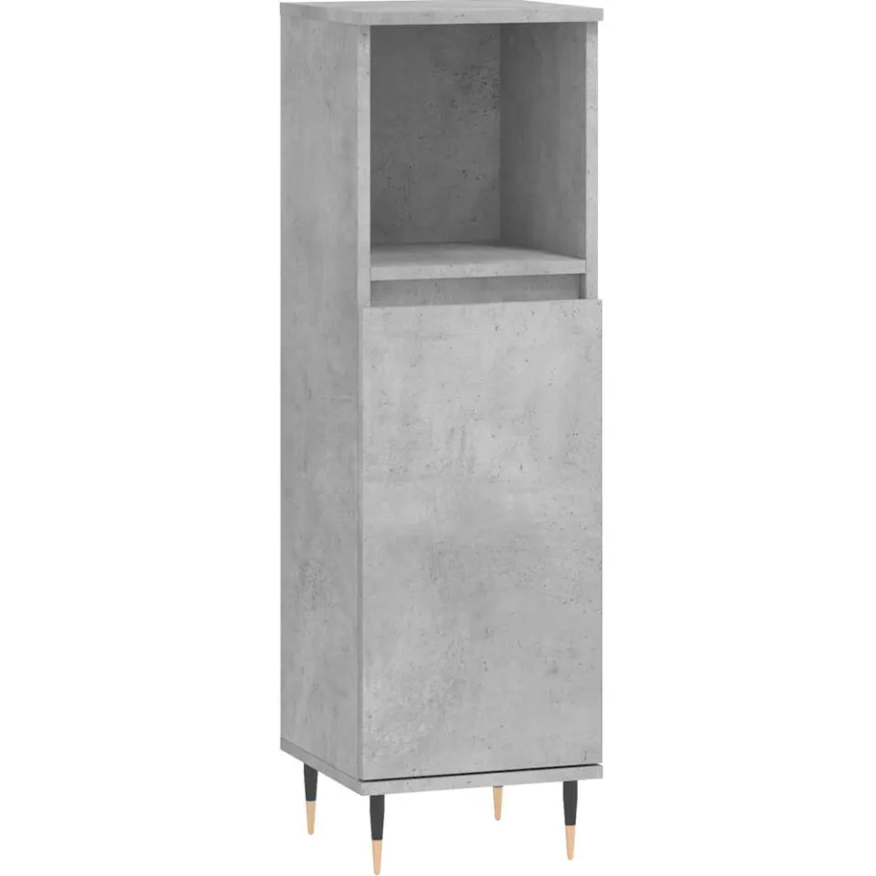 vidaXL Badkamerkast 30x30x100 cm bewerkt hout betongrijs grijs, foto 3