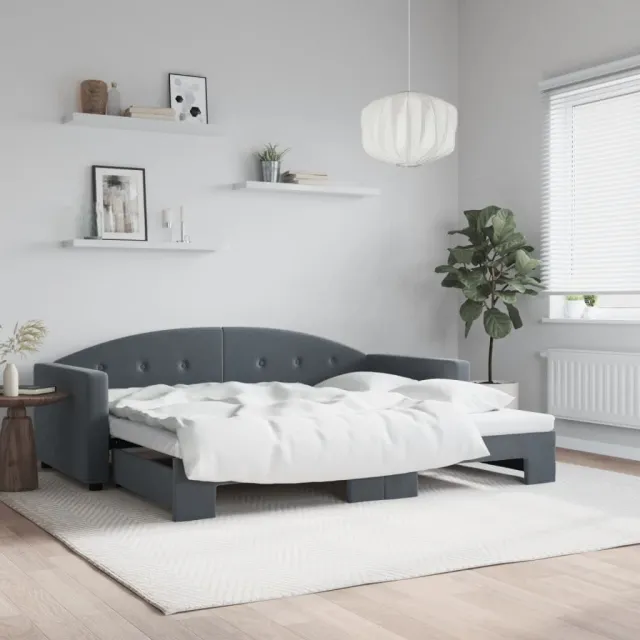 vidaXL Slaapbank met onderschuifbed 90x200 cm fluweel donkergrijs grijs
