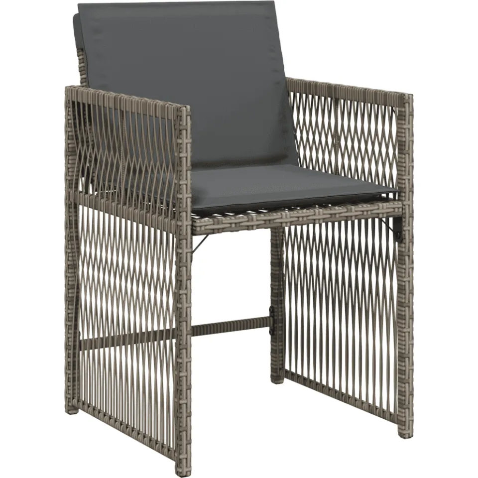 vidaXL 13-delige Tuinset met kussens poly rattan grijs