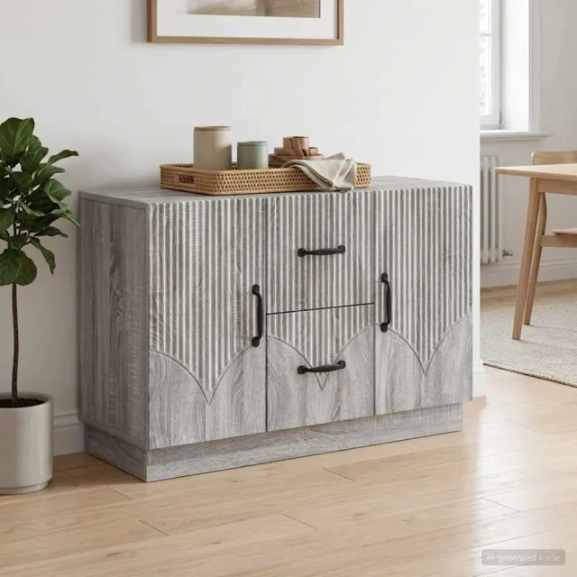 vidaXL Dressoir Grijs sonoma 89 x 34,5 x 57 cm Bewerkt hout, foto 2