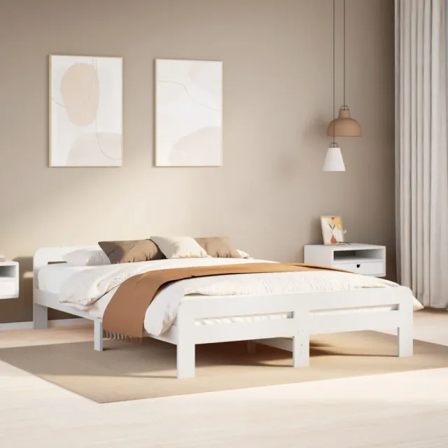 vidaXL Bedframe zonder matras massief grenenhout wit 140x190 cm