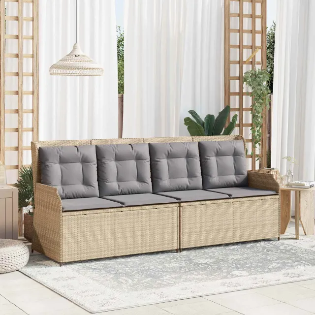 vidaXL Tuinbank 2-zits Beige en Grijs poly rattan, foto 2
