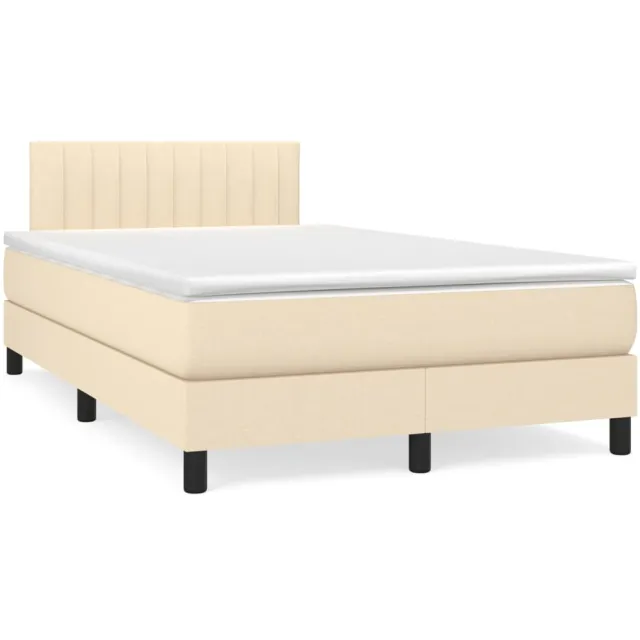 vidaXL Boxspring met matras en LED stof crèmekleurig 120x190 cm