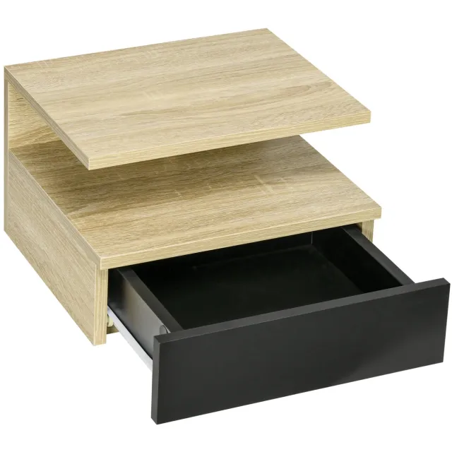 Sellino Nachtkastjes - Set van 2 Kastjes - Hangend - Met lade - Opbergruimte zonder Vloerruimte - Houtlook - 35 x 32 x 22,5 cm